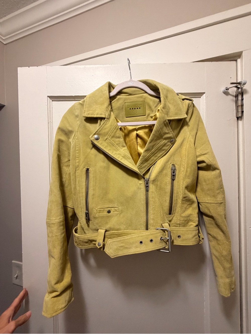 Blank NYC Yellow Suede Moto Jacket